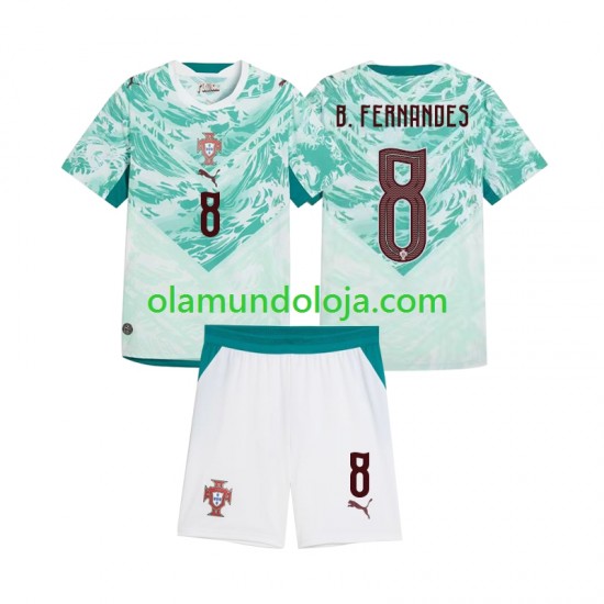 Camisola Portugal Bruno Fernandes 8 Criança Equipamento Segundo 2026 2027 Manga Curta